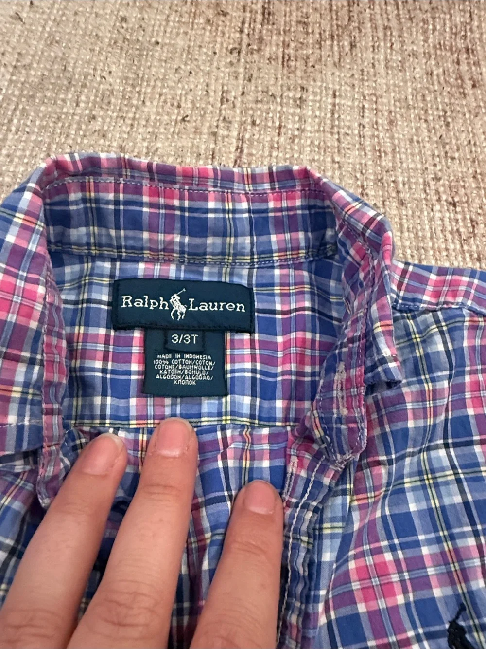 Ralph Lauren Boys Pink & Blue Plaid Short-Sleeve Button-Down Shirt